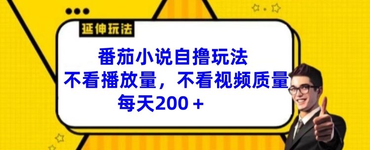 番茄小说自撸玩法，不看播放量，不看视频质量，每天200+【揭秘】-极速轻创