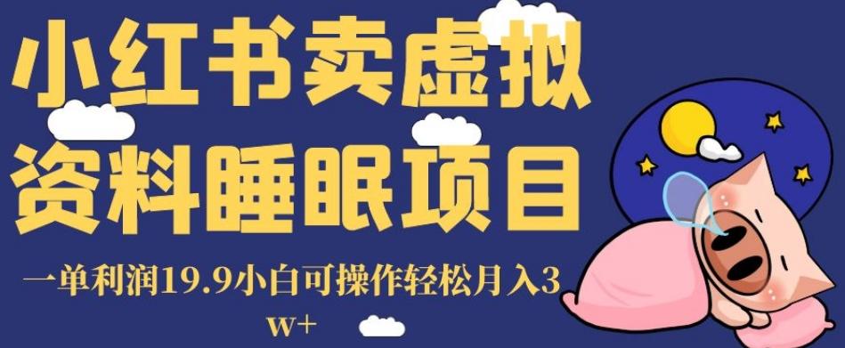 小红书卖虚拟资料睡眠项目，一单利润19.9小白可操作轻松月入3w+【揭秘】-极速轻创