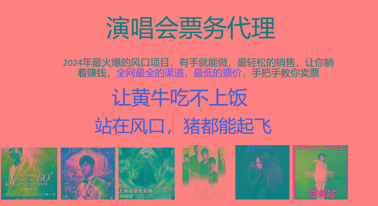 2024年最火爆风口项目，演唱会票务代理，日入2000+，一部手机就能搞定！-极速轻创