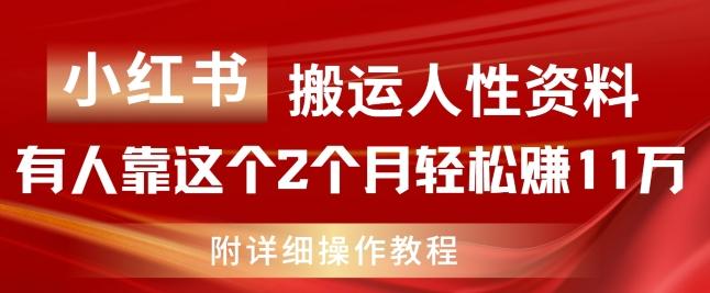 小红书搬运人性资料，有人靠这个2个月轻松赚11w，附教程【揭秘】-极速轻创