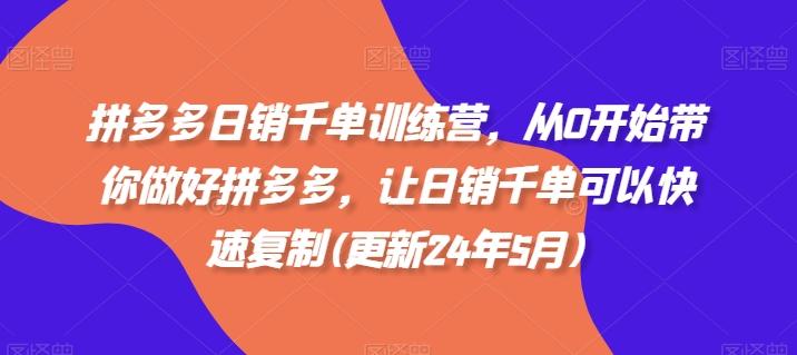 拼多多日销千单训练营，从0开始带你做好拼多多，让日销千单可以快速复制(更新24年5月)-极速轻创