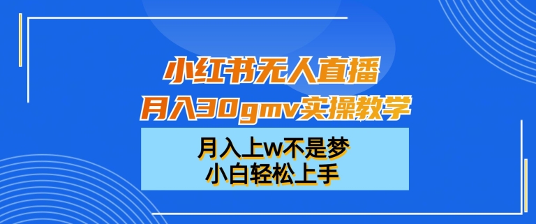 小红书无人直播月入30gmv实操教学，月入上w不是梦，小白轻松上手【揭秘】-极速轻创