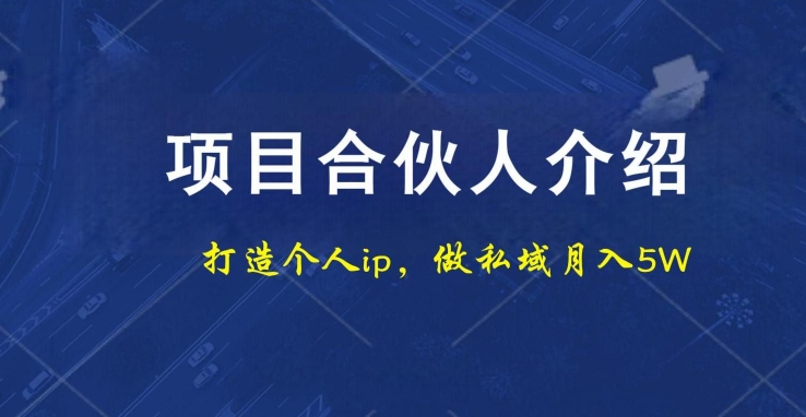 项目合伙人项目，打造个人IP，做私域月入5W，小白勿扰-极速轻创