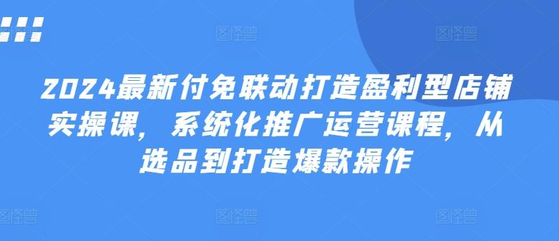2024最新付免联动打造盈利型店铺实操课，​系统化推广运营课程，从选品到打造爆款操作-极速轻创