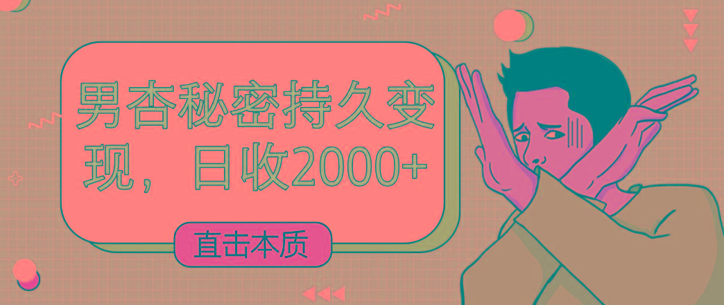 直击本质，男杏秘密持久变现，日收2000+-极速轻创