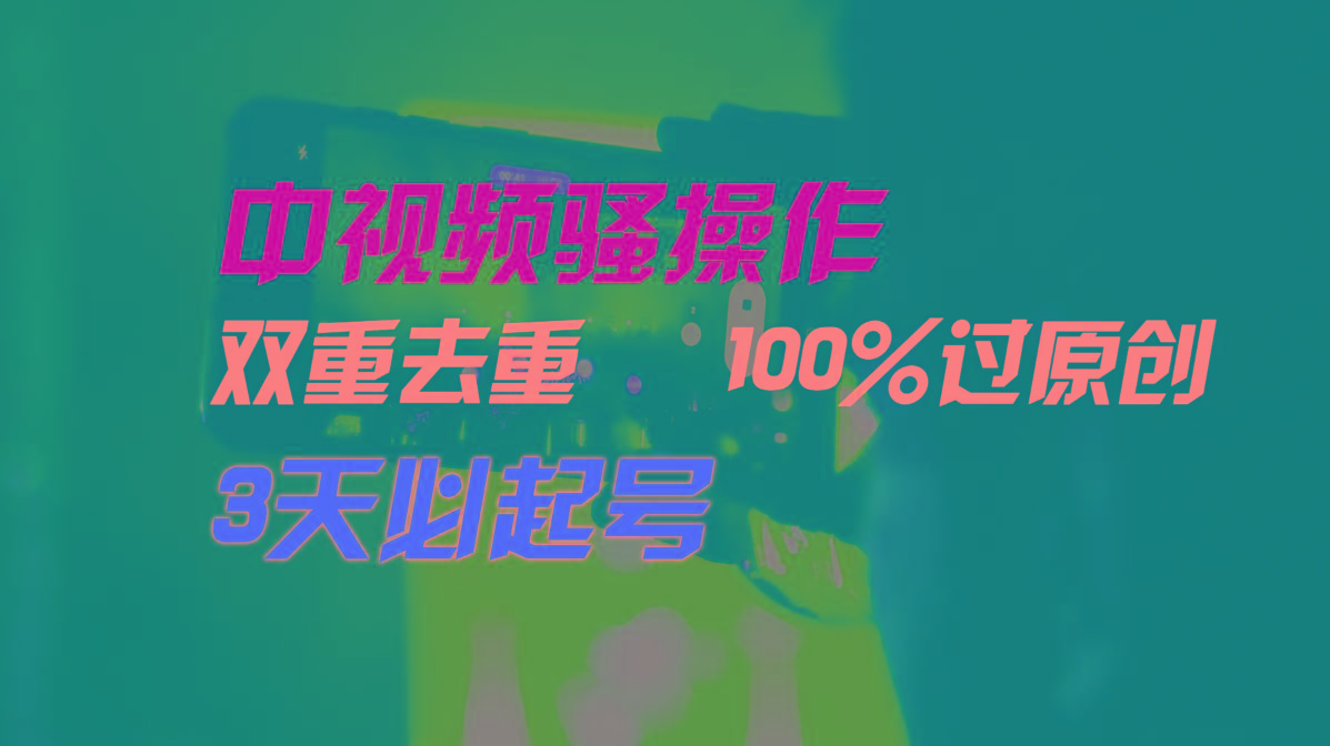 中视频骚操作，双重去重100%过原创，3天比必起号，简单无脑，月入3W+-极速轻创