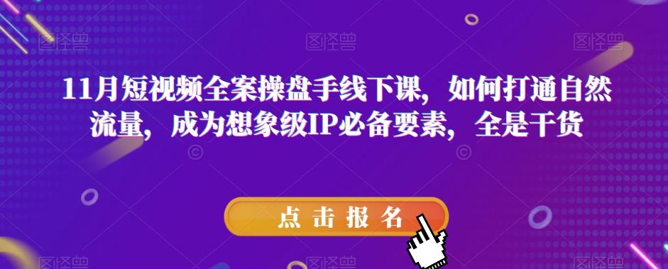 11月短视频全案操盘手线下课，如何打通自然流量，成为想象级IP必备要素，全是干货-极速轻创