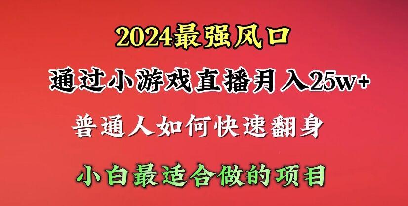 (10020期)2024年最强风口，通过小游戏直播月入25w+单日收益5000+小白最适合做的项目-极速轻创
