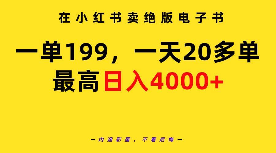 (9401期)在小红书卖绝版电子书，一单199 一天最多搞20多单，最高日入4000+教程+资料-极速轻创
