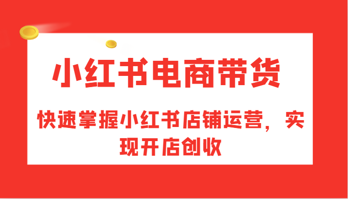 小红书电商带货，快速掌握小红书店铺运营，实现开店创收-极速轻创