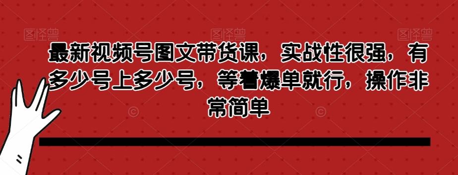 最新视频号图文带货课，实战性很强，有多少号上多少号，等着爆单就行，操作非常简单-极速轻创