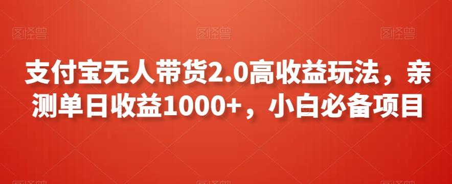 支付宝无人带货2.0高收益玩法，亲测单日收益1000+，小白必备项目【揭秘】-极速轻创
