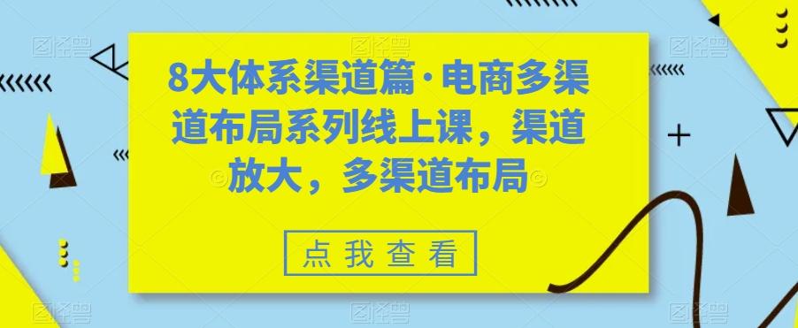 8大体系渠道篇·电商多渠道布局系列线上课，渠道放大，多渠道布局-极速轻创