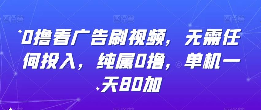 0撸看广告刷视频，无需任何投入，纯属0撸，单机一天80加-极速轻创