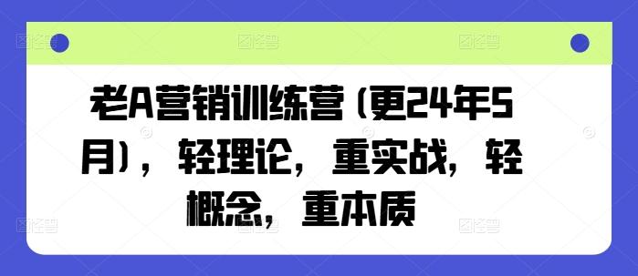 老A营销训练营(更24年6月)，轻理论，重实战，轻概念，重本质-极速轻创