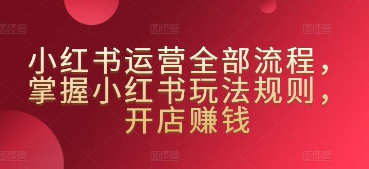 小红书运营全部流程，掌握小红书玩法规则，开店赚钱-极速轻创