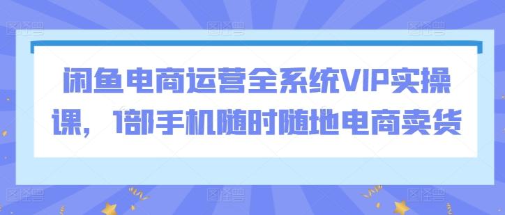 闲鱼电商运营全系统VIP实操课，1部手机随时随地电商卖货-极速轻创