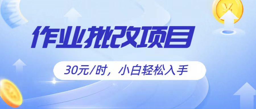 作业批改项目30元/时，简单小白轻松入手，非常适合兼职-极速轻创