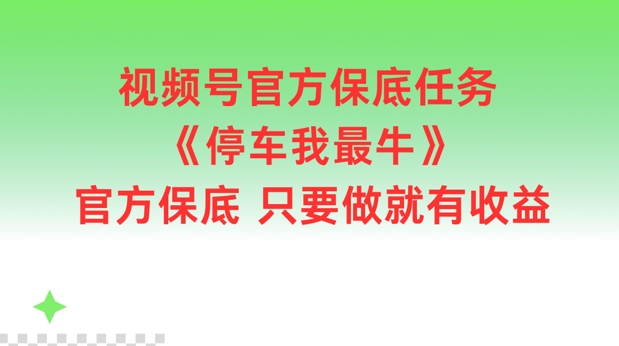 视频号官方保底任务，停车我最牛，官方保底只要做就有收益【揭秘】-极速轻创