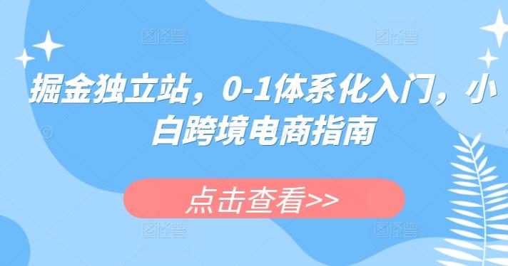 掘金独立站，0-1体系化入门，小白跨境电商指南-极速轻创