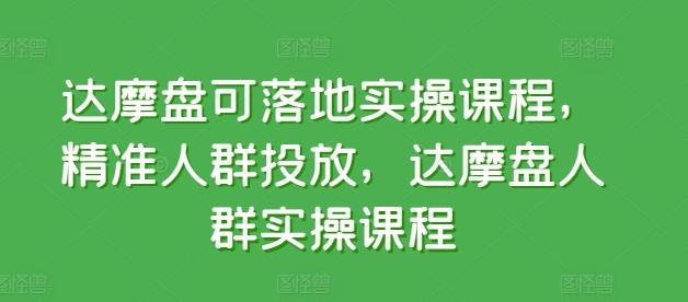 达摩盘可落地实操课程，精准人群投放，达摩盘人群实操课程-极速轻创