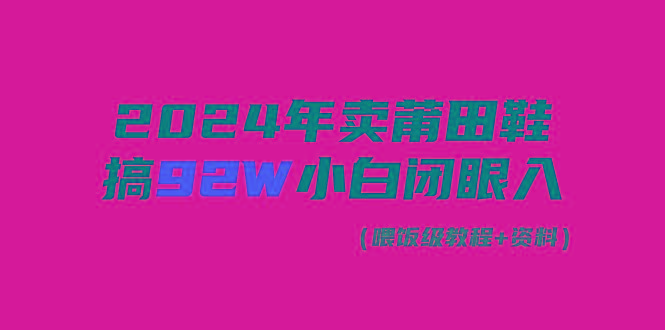 (9329期)2024年卖莆田鞋，搞了92W，小白闭眼操作！-极速轻创