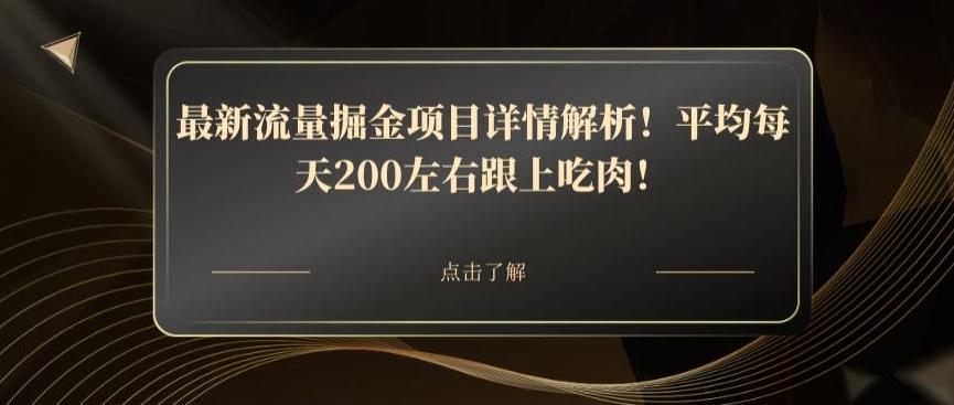最新流量掘金项目详情解析！平均每天200左右跟上吃肉！-极速轻创