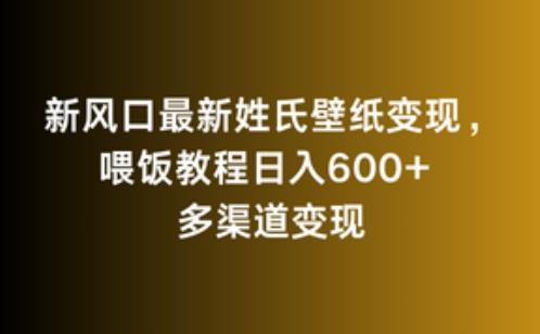 新风口最新姓氏壁纸变现，喂饭教程日入600+【揭秘】-极速轻创