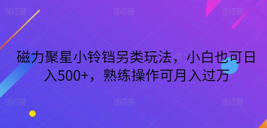 磁力聚星小铃铛另类玩法，小白也可日入500+，熟练操作可月入过万-极速轻创