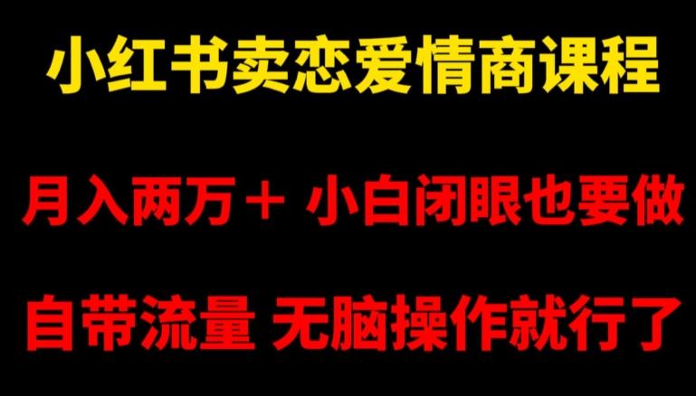 小红书卖恋爱情商课程，月入两万＋，小白闭眼也要做，自带流量，无脑操作就行了【揭秘】-极速轻创