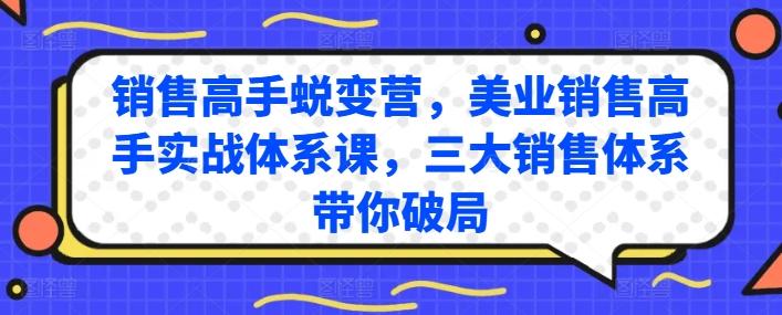 销售高手蜕变营，美业销售高手实战体系课，三大销售体系带你破局-极速轻创