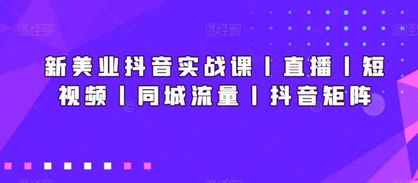 新美业抖音实战课丨直播丨短视频丨同城流量丨抖音矩阵-极速轻创