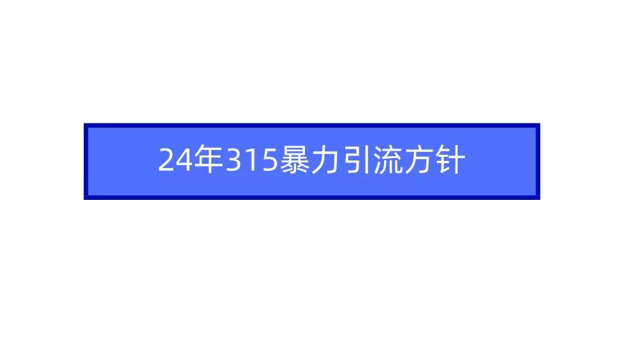 (9398期)2024年315暴力引流方针-极速轻创