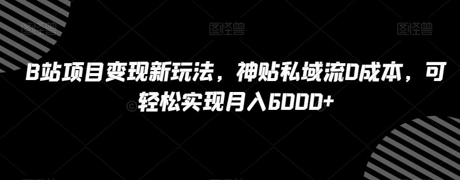 B站项目变现新玩法，神贴私域流0成本，可轻松实现月入6000+【揭秘】-极速轻创