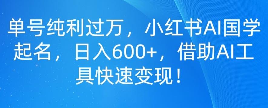 单号纯利过万，小红书AI国学起名，日入600+，借助AI工具快速变现-极速轻创