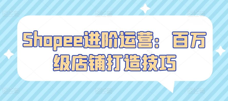Shopee进阶运营：百万级店铺打造技巧-极速轻创