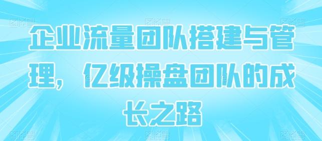企业流量团队搭建与管理，亿级操盘团队的成长之路-极速轻创