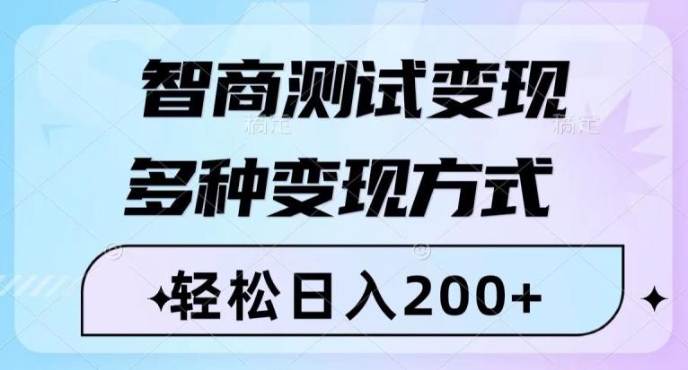 智商测试变现，轻松日入200+，几分钟一个视频，多种变现方式-极速轻创
