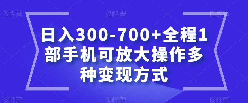 日入300-700+全程1部手机可放大操作多种变现方式【揭秘】-极速轻创