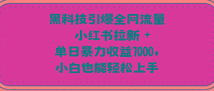 (9679期)黑科技引爆全网流量小红书拉新，单日暴力收益7000+，小白也能轻松上手-极速轻创