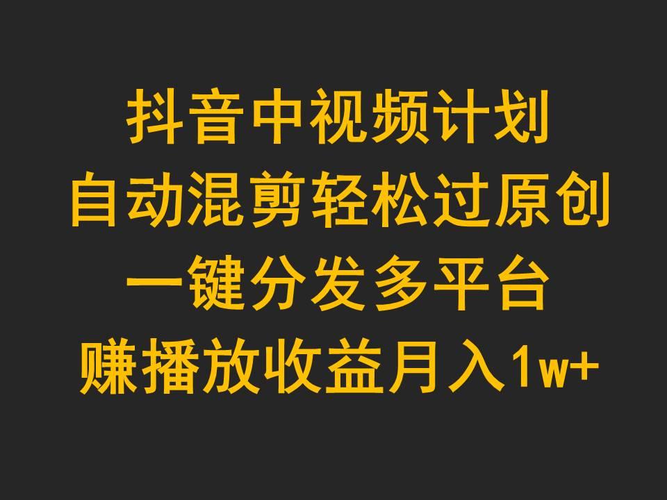 (9825期)抖音中视频计划，自动混剪轻松过原创，一键分发多平台赚播放收益，月入1w+-极速轻创