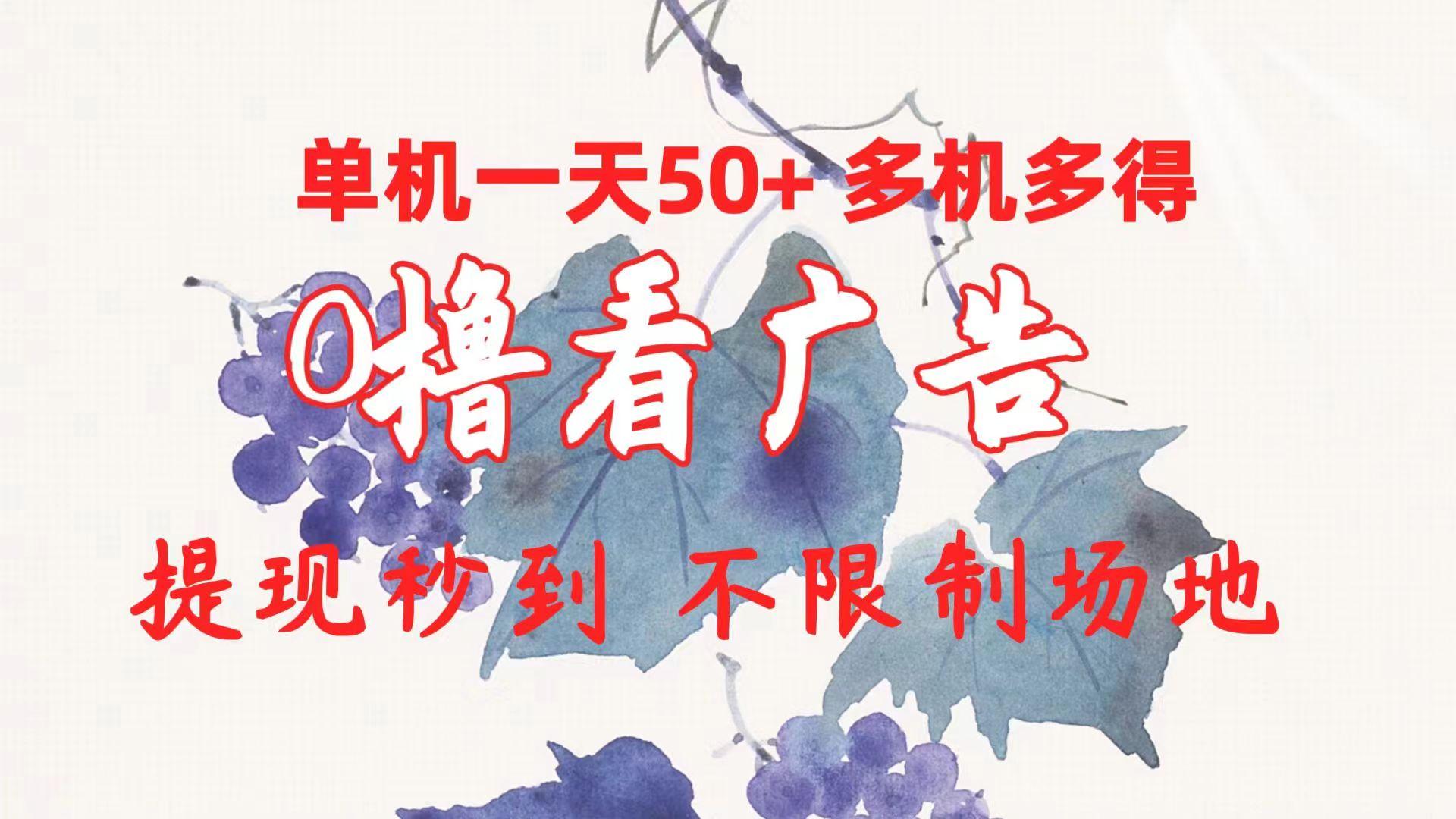 0撸看广告 单机一天50+多机多得 提现秒到 不限制场地操作-极速轻创