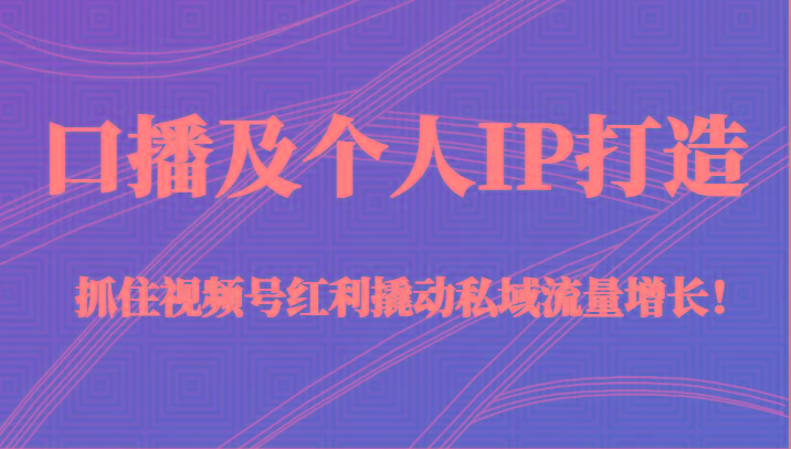 口播及个人IP打造，抓住视频号红利撬动私域流量增长！（45节课）-极速轻创