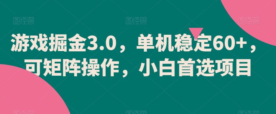 游戏掘金3.0，单机稳定60+，可矩阵操作，小白首选项目【揭秘】-极速轻创