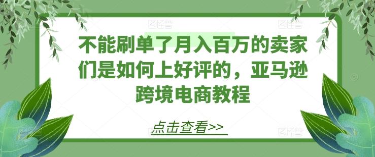 不能刷单了月入百万的卖家们是如何上好评的，亚马逊跨境电商教程-极速轻创