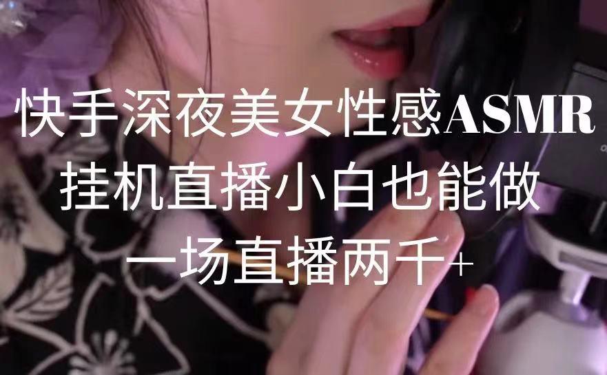 快手深夜美女性感ASMR挂机直播，小白也能做，一场直播两千+-极速轻创