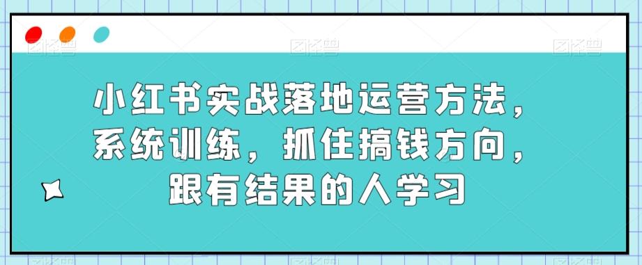 小红书实战落地运营方法，系统训练，抓住搞钱方向，跟有结果的人学习-极速轻创