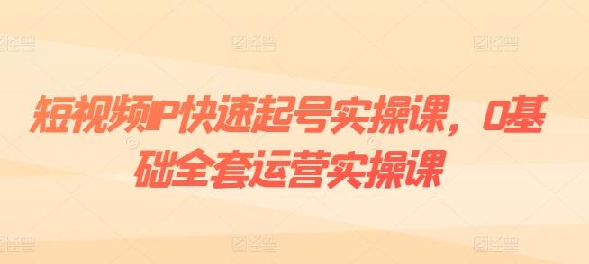 短视频IP快速起号实操课，0基础全套运营实操课，爆款内容设计+粉丝运营+内容变现-极速轻创