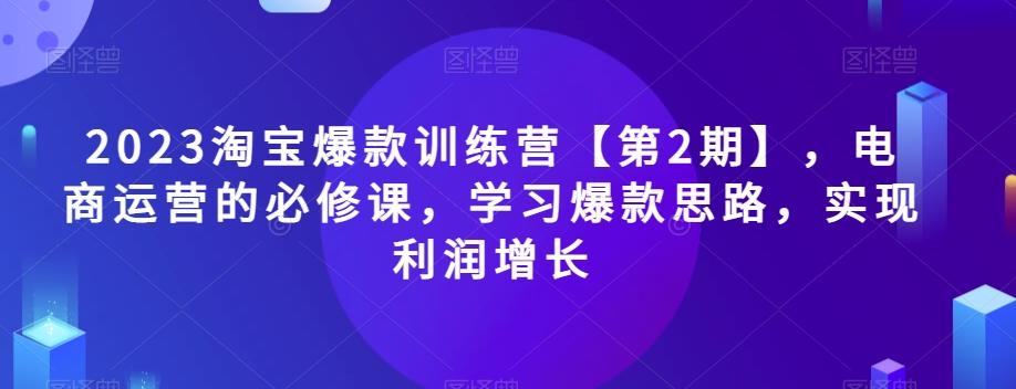 2023淘宝爆款训练营【第2期】，电商运营的必修课，学习爆款思路，实现利润增长-极速轻创