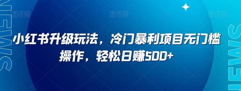 小红书升级玩法，冷门暴利项目无门槛操作，轻松日赚500+【揭秘】-极速轻创